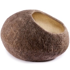 Felt Cat Cave Cat House Brown Cuddly Cave for Cats Lovingly Handmade Cat House Made of 100% Natural Sheep's Wool