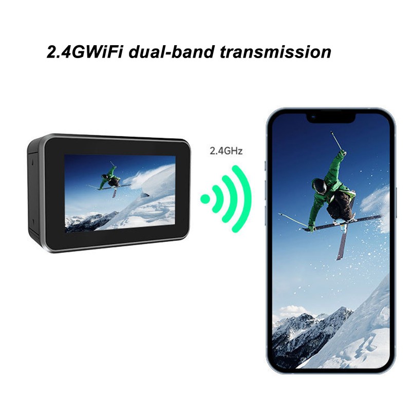 5K30FPS WiFi Action Camera Front and Rear Dual Screen Built