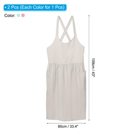 HARFINGTON 2 Pack Cotton Chef Aprons 85x109cm Cross Back Kitchen Cooking Apron with 2 Pockets Pinafore Dress for Men Women Chef, Beige/Light Green