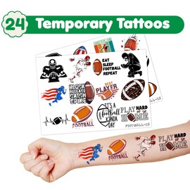 36PCS Football Party Favors 24 Tattoos Sticker 12 Stamp Set - Ideal Sport Themed Birthday Card Decorations Supplies Goodie Bag Cute Rewards for Boy Classroom Gifts Baby Shower Prizes