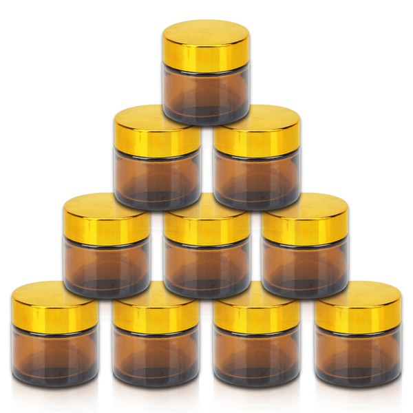 Fanchu Pack of 10 Cream Containers, Amber Glass Empty Cream