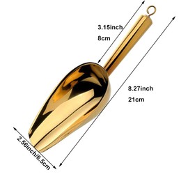 Golden Stainless Steel Ice Scoop 6 OZ, Titanium Colorful Plating Metal Ice Scooper For Ice Maker Multipurpose For Candy Wedding Kitchen Bar Party Pet Animal Dog Food Scoop Beach Shovel 1pcs