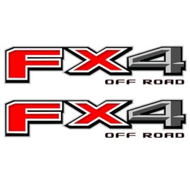 GOLD HOOK FX4 Off Road Bedside Decals Compatible with Ford F-150 F-250 F-350 - Premium Series Metallic Finish - Red and Grey - Set of 2