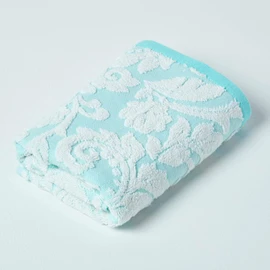 HOMESCAPES Luxury Turquoise Hand Towel 100% Turkish Cotton Patterned Small Towel Super Soft & Absorbent Extra Thick 600GSM Ringspun Aqua Towel For Bathroom with Damask Pattern