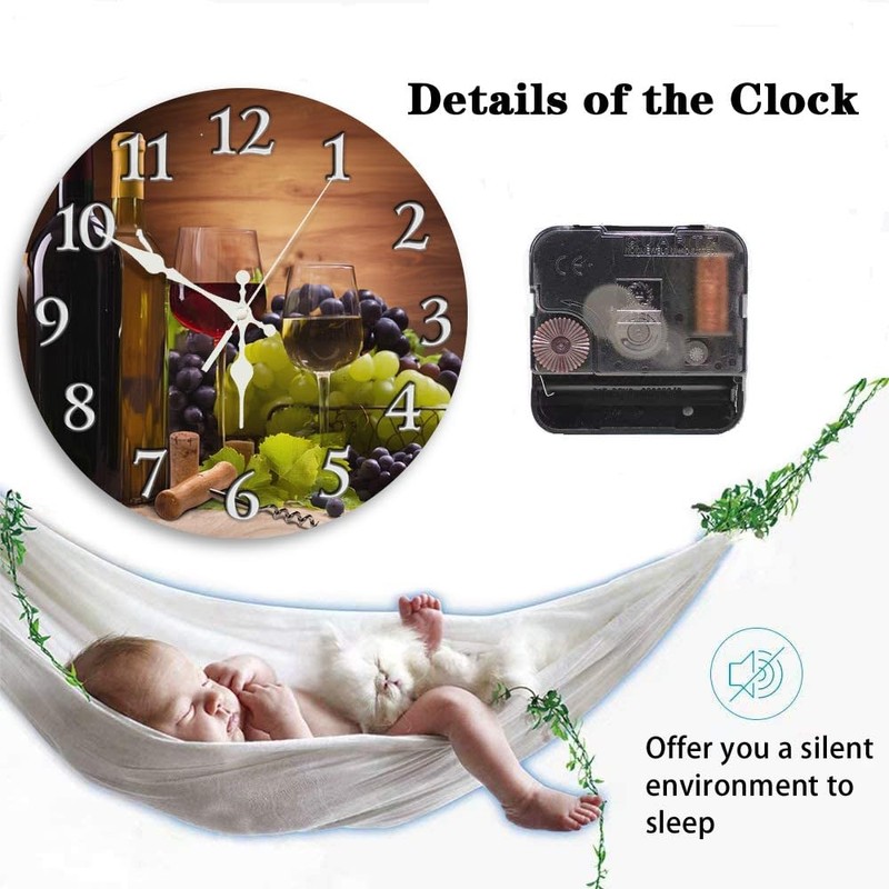 Britimes Round Wall Clock Silent Non-Ticking Battery Operated Clock 10