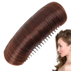 Charming Invisible Hair Bun Wig Clip, Heightening Hairstyle Invisible Hair Pad to Increase Volume for Women and Girls, Puff Hair Accessories (Dark brown)