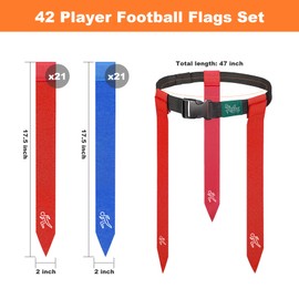Flag Football Set, 42 Football Flags Belts with 14Player Adjustable Flag for Kids（14 Player）
