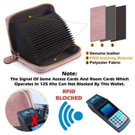 RFID Blocking Credit Card Hold 20 Card Slots Credit Card Holder Genuine Leather Small Card Case for Women or Men Accordion Wallet with Zipper Wallet Coin Pocket