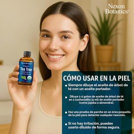 Nexon Botanics Aceite de árbol de té orgánico 30 ml – Certificado USDA, puro, natural sin diluir grado terapéutico aceite esencial para cabello, cara,