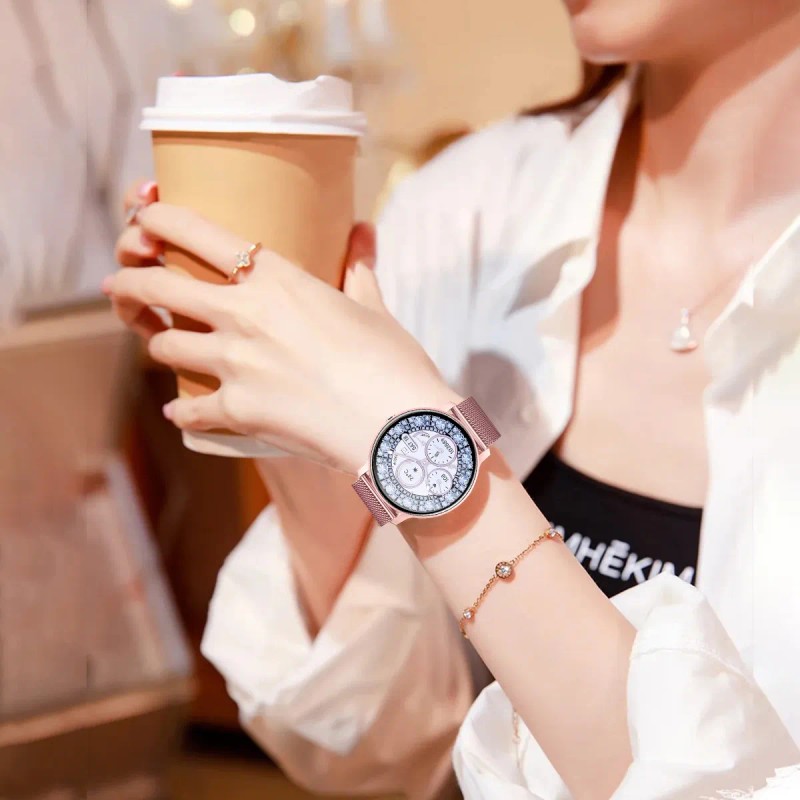 Anfei 1.28 Ft Pantalla HD Táctil Smart Watch mujer, Reloj