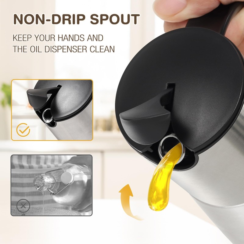 Vucchini - Botella dispensadora de aceite de cocina con tapa