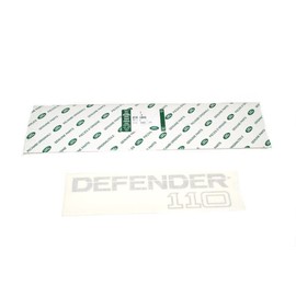 Land Rover Defender 110 Rear Decal Silver ON Clear Background Genuine Part: BTR1049