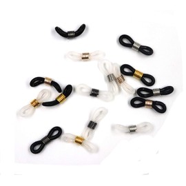 Ruwado 16 Pcs Eyeglass Chain Ends Silicone Adjustable Anti-Slip Rubber Connectors Eyeglass Strap Retainer Chain Holder Loops for Sunglasses Sports Eyeglasses Necklace Chain