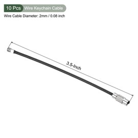 YOKIVE 10 Pcs Keychains Wire, Key Ring Loops with Durable Stainless Steel, Hanging Luggage Tags, Great for Outdoor Sporting Hiking (Black, 3.5-Inch)