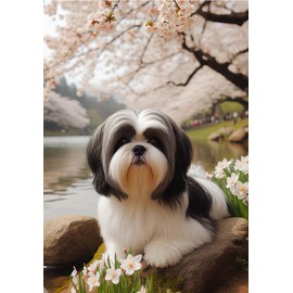 Shih Tzu Black/White - Best of Breed DCR Spring Garden Flag