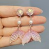 Mermaid Earrings for Women Mermaid Scales Clip on Earrings Pearl