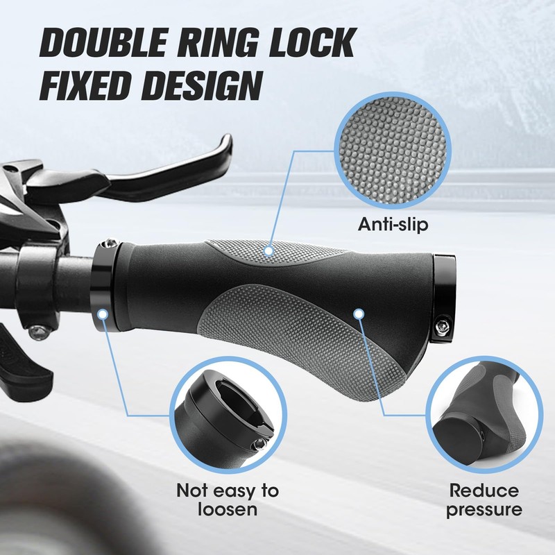 GlasFlength Ergonomic Bicycle Grips MTB Bicycle Handlebar Grips Mountain Bike