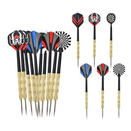 Mikihat 18 Pack Steel Tip Darts, Premium Aluminum Shafts Professional Metal Darts Set, Steel Tip Brass Darts, Metal Dart Set, 6 Style PET Flights, Beginner or Professional Darts, Total length 15.2cm