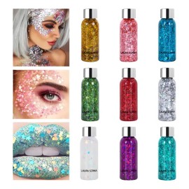 9pz Body Glitter Maquillaje Cabello Cuerpo Brillos Colores