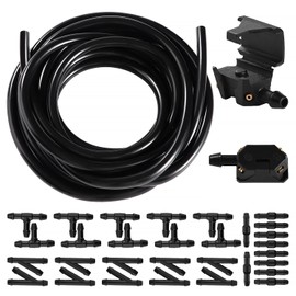 Lyeteung Wiper Water Hose Repair Kit, Universal Windscreen Washer Hose Kit, 3 m Automotive Hose, 2 Pieces Car Windscreen Wiper Washer Nozzles and 30 Pieces Hose Connector