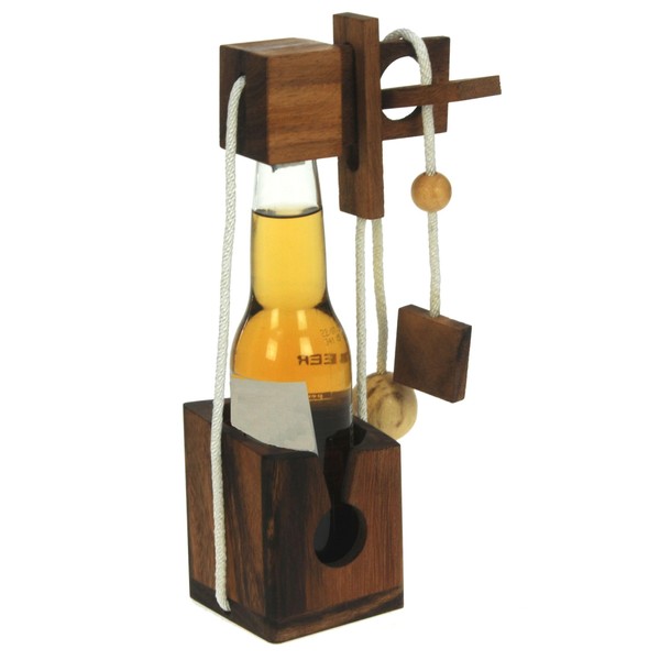 Namesakes® Beer Bottle Jail puzzle - Wooden IQ brain teaser for adults - Novelty packaging with unique lock challenge - Fun gift for men or women - logic game handcrafted for 330ml bottle