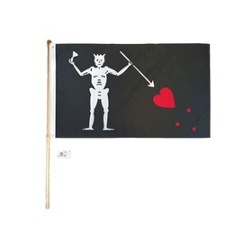 American Wholesale Superstore 3x5 3'x5' Pirate Edward Teach Blackbeard Polyester Flag with 5' (Foot) Flag Pole Kit with Wall Mount Bracket & Screws (Imported)