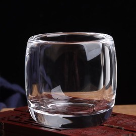 Crystal Boar Cup Guinomi, 4.3 fl oz (110 ml), Handmade, Luxury Sake Ceremony, Round, Heavy, Highly Transparent