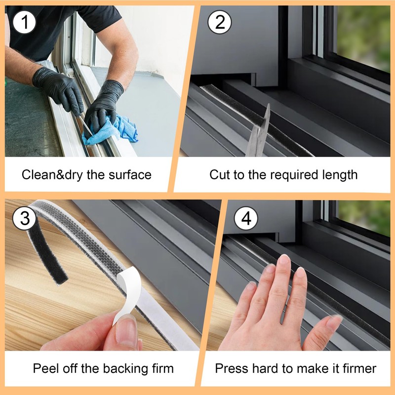 Self-Adhesive 40Ft Brush Weather Stripping for Sliding Windows and Door