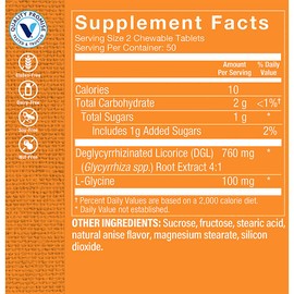 The Vitamin Shoppe DGL (Deglycyrrhizinated Licorice) 760MG, Stomach Soothing Herbal Supplement (100 Chewable Tablets)