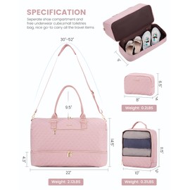 LOVEVOOK Travel Duffle Bag for Women, Weekender Overnight Bag with Shoe Compartment, Carry on Bag with Toiletry Bag, Gym Duffel Bag with Wet Pocket, Hospital Bags for Labor and Delivery 3 Pcs Set