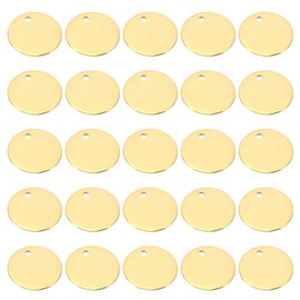 PATIKIL 10mm Steel Disc, 30pcs Round Metal Stamping Blanks Tags Circle Metal Plate DIY for Laser Engraving Stamping Magnetic Mount Jewelry Making, Golden