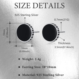 Men Stud Earrings Sterling Silver Vikings Celtic Earrings Nordic Runes Jewelry Hypoallergenic Stylish Hip Hop Earring for Men Women, Small, Sterling Silver, No Gemstone