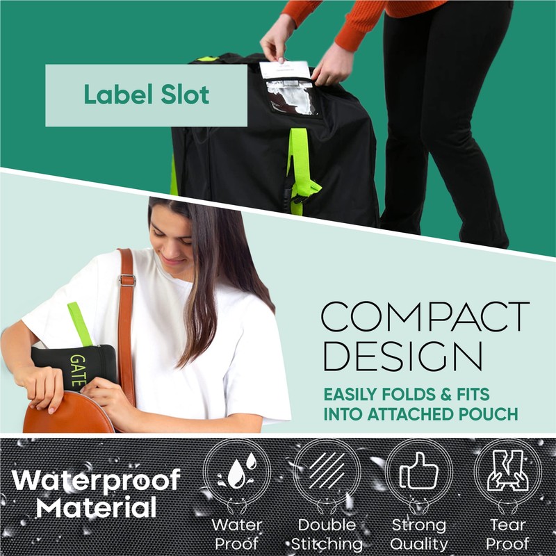reperkid Car Seat Travel Bag for Airplane, Black and Green,