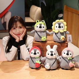 Uposao Penguin Cuddly Toy, 25 cm Funny Cute Small Penguin Fluffy Stuffed Toy for Playing Plush Toy Stuffed Doll Soft Toy Plush Cushion Gift for Girls, Boys & Babies, Pink