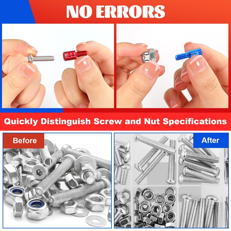 SBGGRL 44 Pcs Thread Gauge SAE and Metric, Nut and