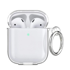 Frylaa for Airpods case Clear,Shockproof Clear Case for Airpod case,Full Protective Soft TPU Drop Protection Accessories Case with Keychain for AirPods Charging Case 2&1 for Women Girls Men-Clear