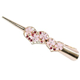 Striking Metal Rhinestone & Acrylic Hair Clip Hair Clip Hair Slide Hearts & Flowers Rose Gold 8498 °C