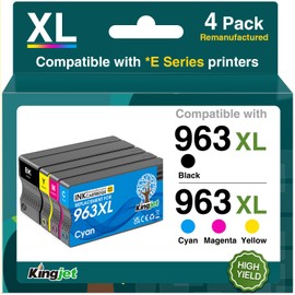 KINGJET 963 XL Remanufactured Compatible with HP 963 963XL Multipack Printer Cartridges for HP Officejet Pro 9022e Cartridges for OfficeJet Pro 9012e 9012 9010 9010e 9022 9020e 9014e 9015e 9019 9022