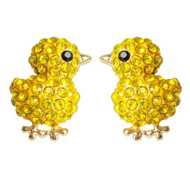 Navachi 18k Gold Plated Chicken Yellow Crystal Enamel Az1011s Stud Earrings