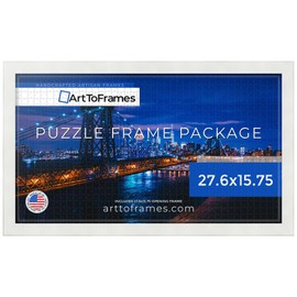 ArtToFrames 27.6x15.75 INCH/70x40 CM White Frame for 100 Piece Puzzles.This 1.25 Inch Custom MDF Puzzle Frame is White - Comes with Economy Acrylic (Puzzle5179-27.6x15.75)