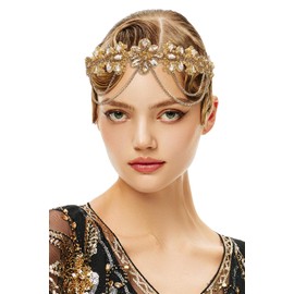 BABEYOND 1920s Flapper Headpiece Roaring 20s Headband Great Gatsby Headband Chain for Women Vintage Hair Accessory