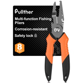 Pullther Fishing 7.5"Fishing Split Ring Pliers, Multi-Function Fishing Gear with Teflon Coated,Stainless Steel Fishing Tools,Corrosion-Resistant Saltwater Freshwater Pliers