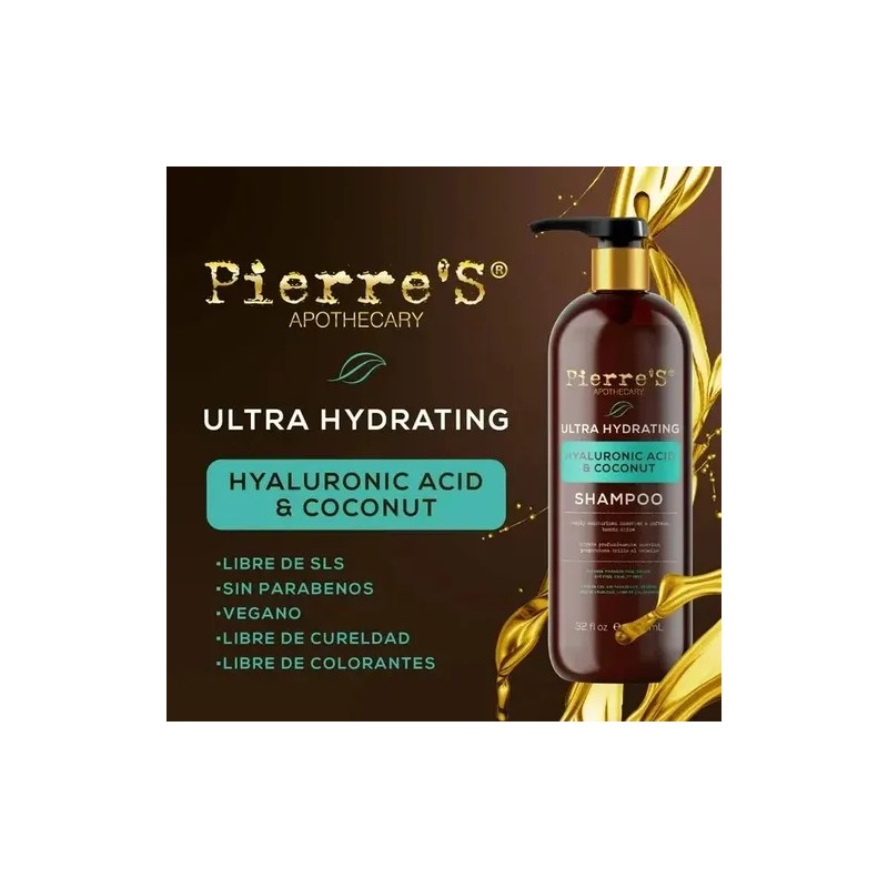 Shampoo Pierre's Apothecary Acido Hialuronico Y Aceite Coco