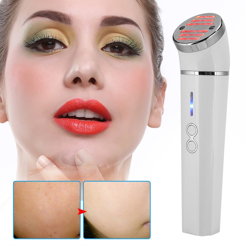 Portable Photon Red Blue Light Facial Hot Compress Massage Anti