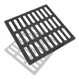 JAYGOVAN Cast Iron Drain Grate, 20"×20" Outdoor Drain Cover, Sewer Grate, Durable Heavy Duty Channel Grate, Black Square Drainage Grate for for Sewer Yard Garage Farm Patio Concrete Well (19.7"×19.7")