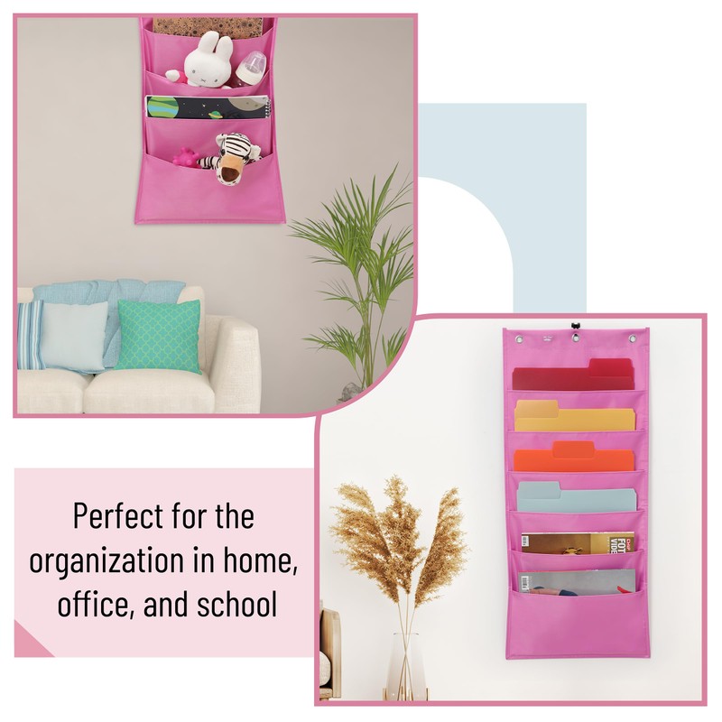 Mr. Pen Fabric Hanging-Wall File Organizer, Pink