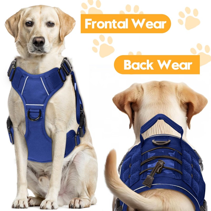 Heavy-Duty Tactical Dog Harness for Large Dogs, No Pull Adjustable