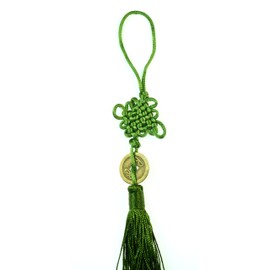 10" LUOS Feng Shui Coin Green Chinese Knot - for weath and Good lucky-Tl013