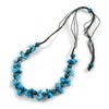 Avalaya Light Blue Shell and Teal Wood Beads with Black