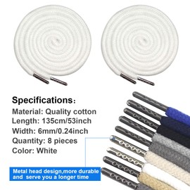 8 Pieces Drawstring Cords Replacement Drawstrings with Easy Threaders for Sweatpants Shorts Pants Jackets Coats (White)